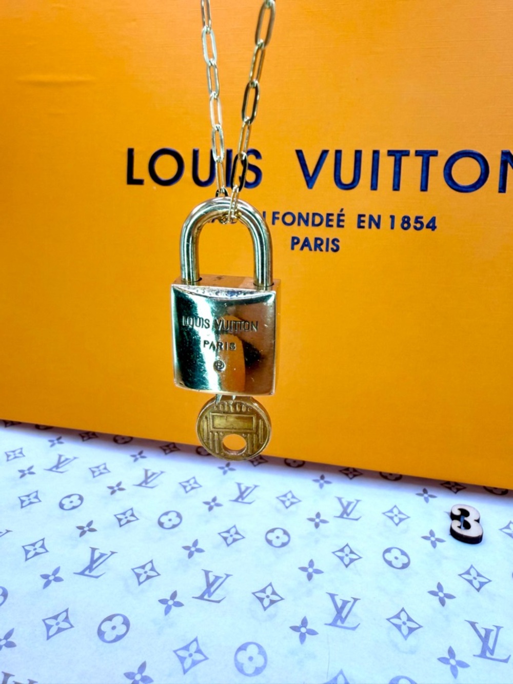 Louis Vuitton RARE Lock & Key #222 ANGEL 18K Gold Filled Chain